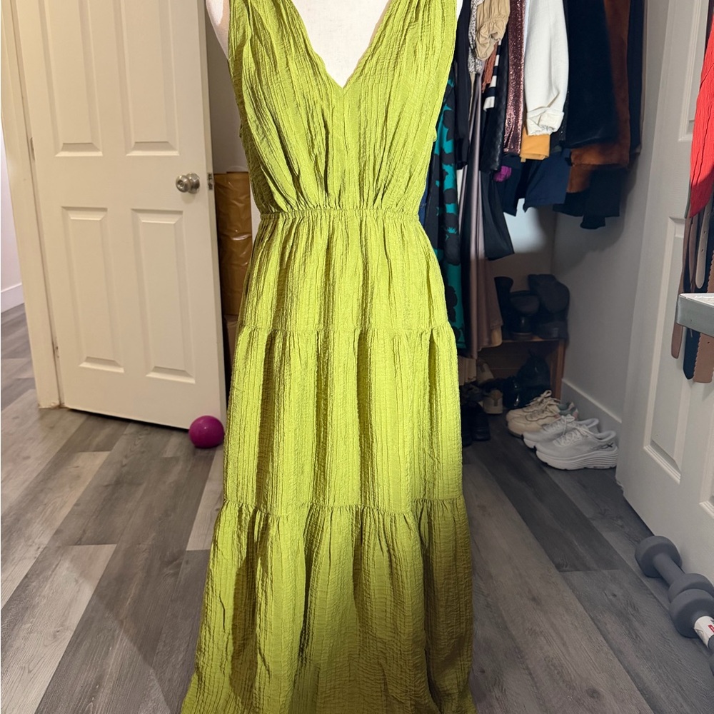 H&M Lime Green Tiered Maxi Dress